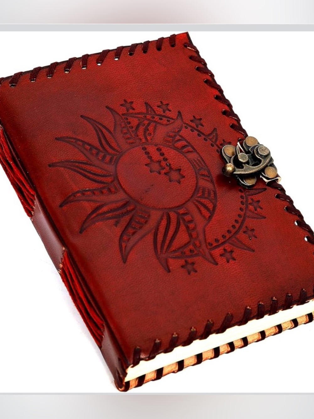 NWT Genuine Leather Sun Moon Celestial Journal 5x7 Handmade Gothic Notebook - Picture 12 of 16